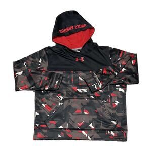 Under Armour Hoodie Boys Youth Large Long Sleeve Logo Black & Red COOL DESIGN